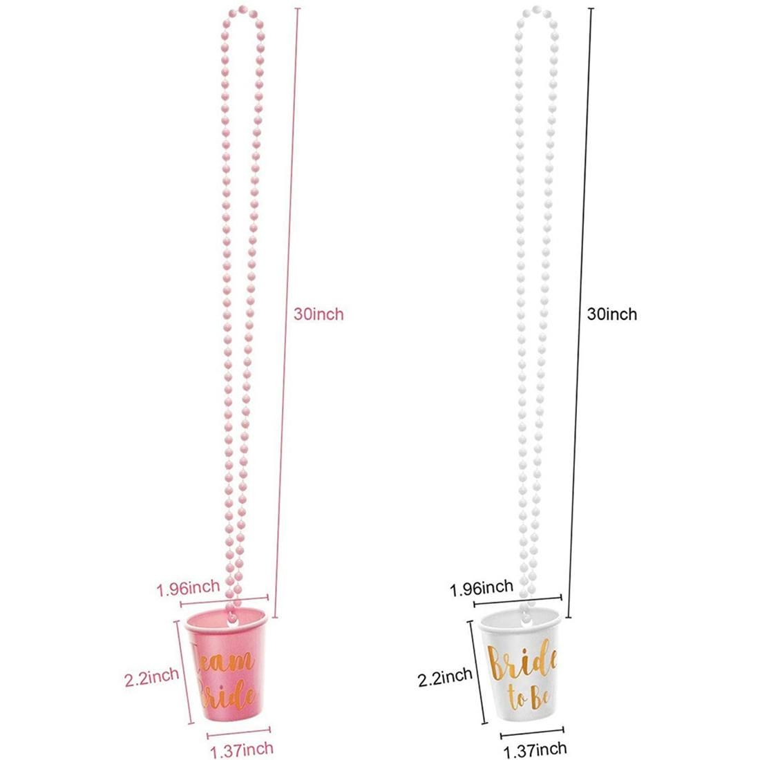 5 Pcs Team Bride to Be Cup Plastic Shot Glasses Necklace Beads Drinking Cups for Wedding Bridal Shower(White)