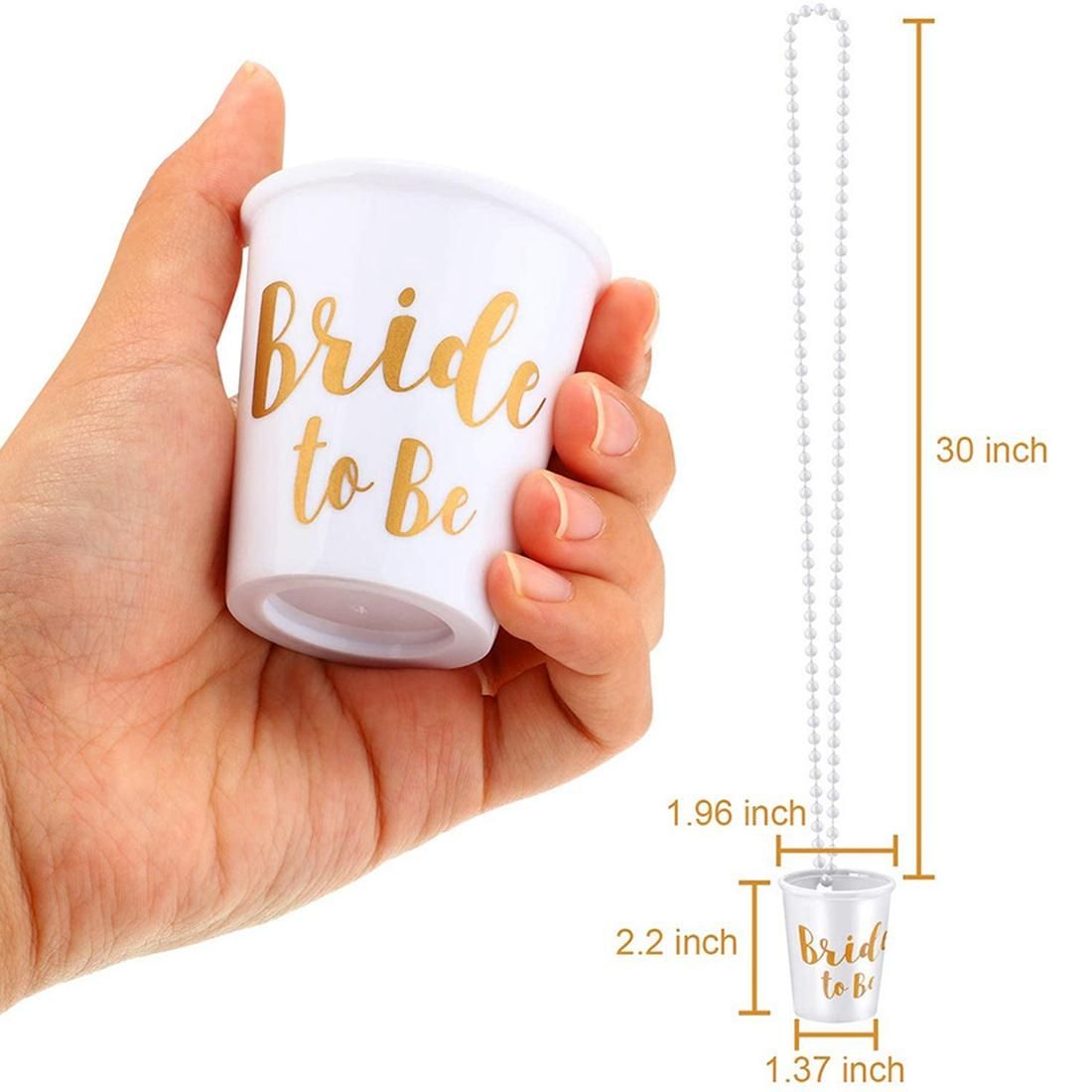 5 Pcs Team Bride to Be Cup Plastic Shot Glasses Necklace Beads Drinking Cups for Wedding Bridal Shower(White)
