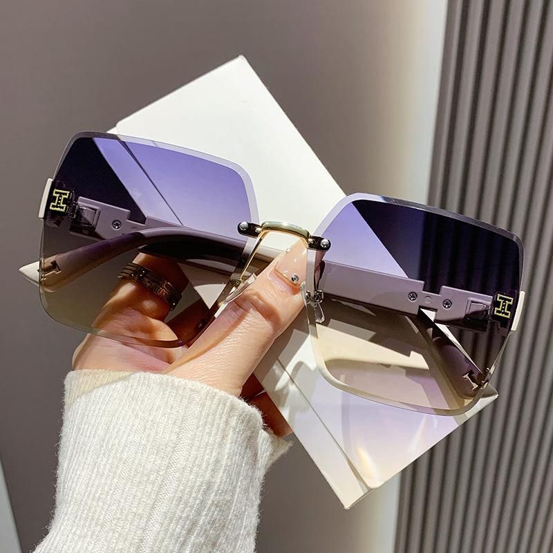 2023 New Frameless Two-Tone Gradient High-Grade Women's Driving Sunglasses Fashion Trend Douyin Online Influencer Sunglasses