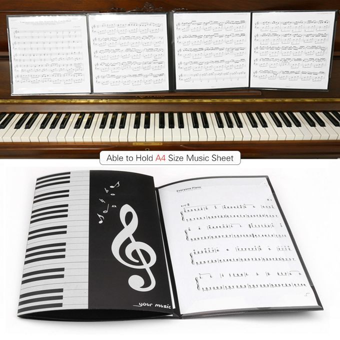 Black Sheet Music Folder A4 Size Storage Holder Binder For
