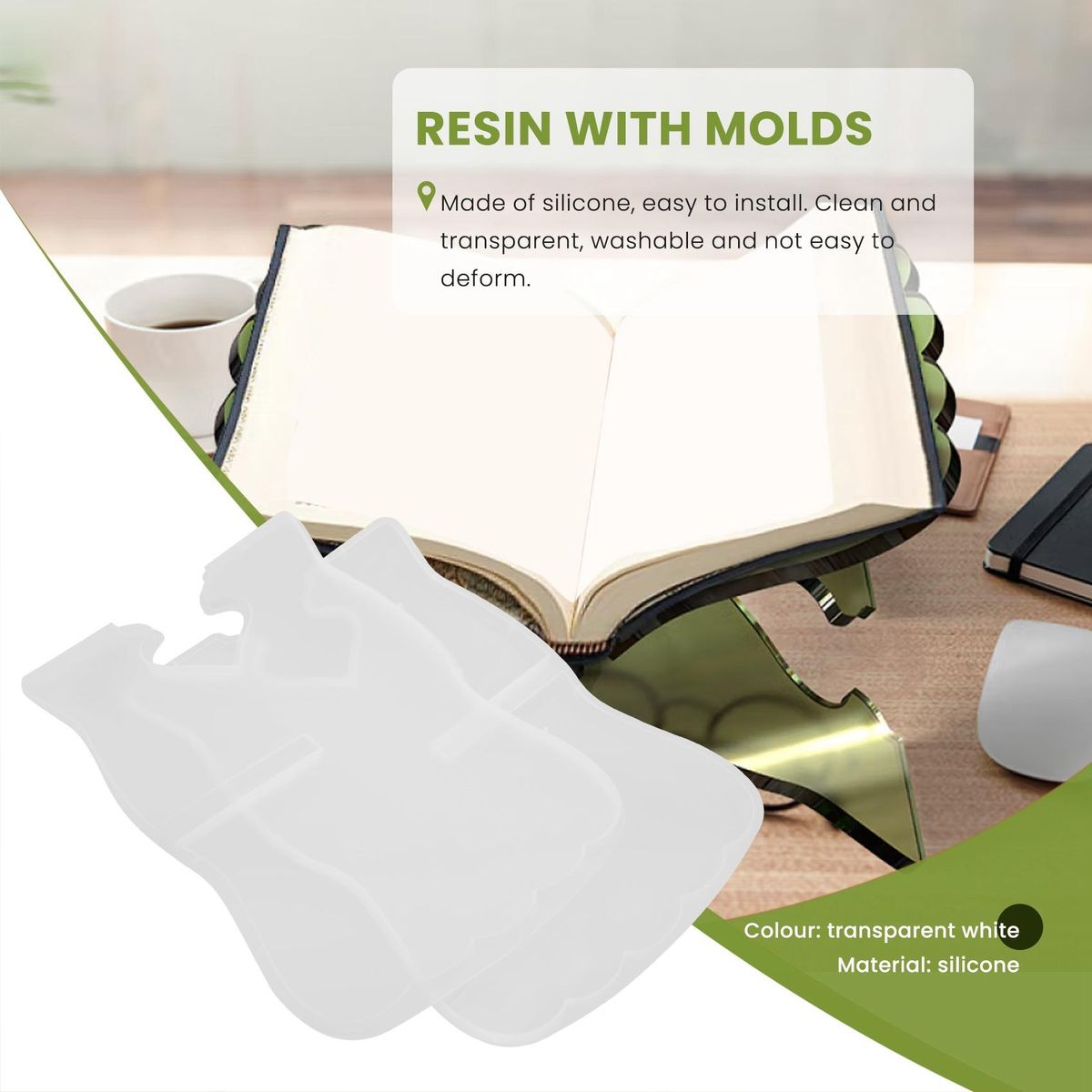 2Pcs Book Stand Silicone Mold Carved Eid Resin Folding Book Stand Holder Muslim Prayer Book Organizer Bookshelf