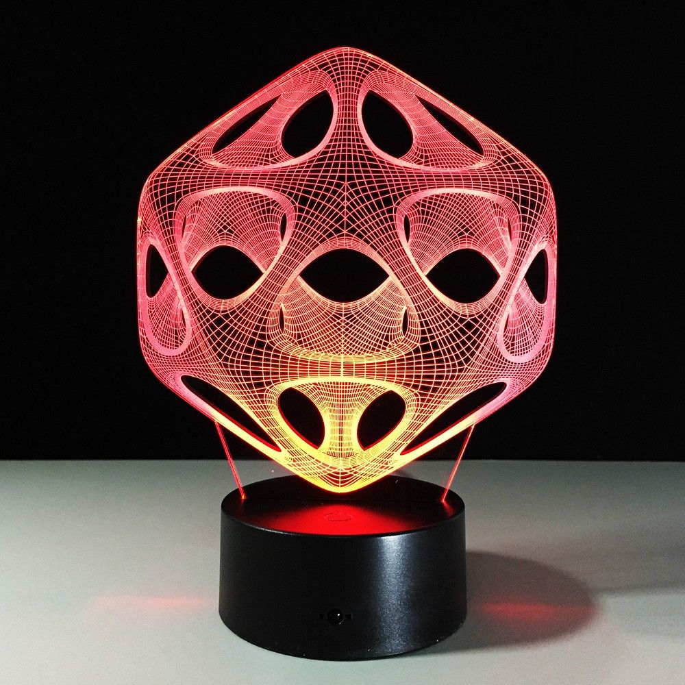 3D Night Light LED Illusion Table Lamp 7 Colors Replacement USB Line Touch Button Valentine's Day Birthday Gift Children's Toys (Shaped Ring)