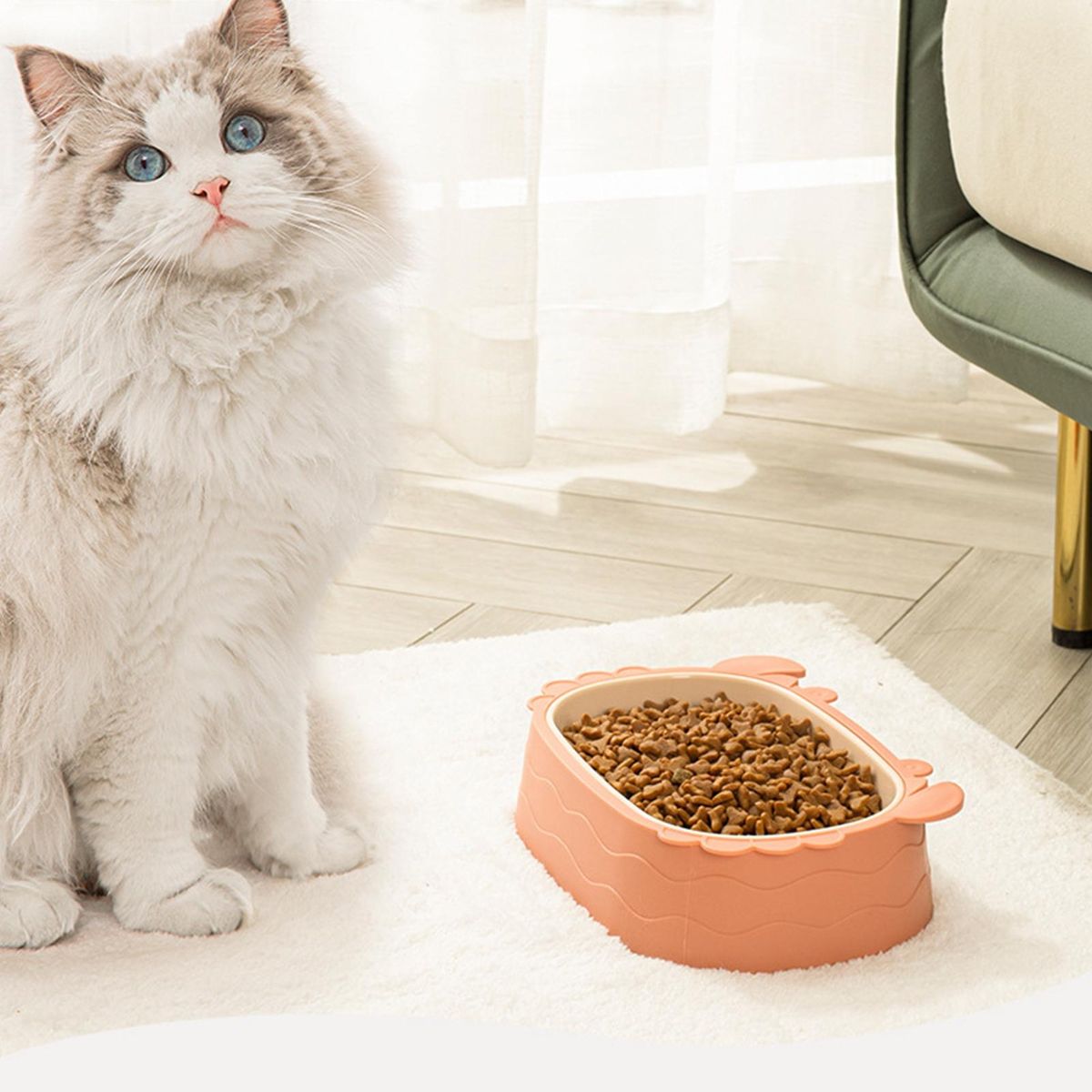 Pet Bowl Cats Dogs Water Food Feeding Dish Plate Pink