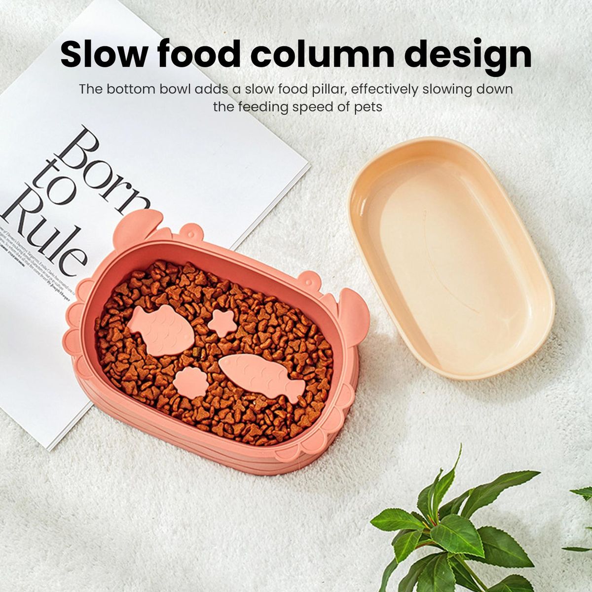 Pet Bowl Cats Dogs Water Food Feeding Dish Plate Pink
