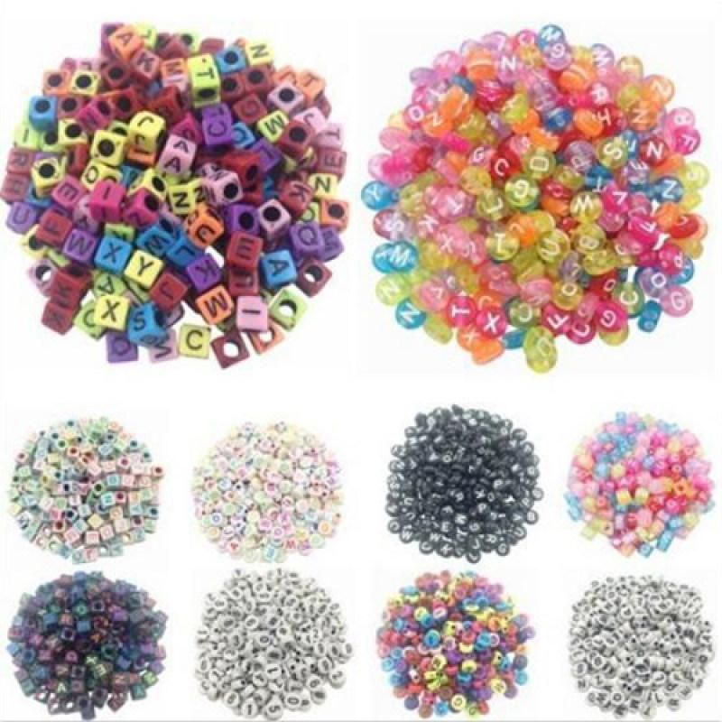 100 Pcs Spacer Acrylic-Black Color Letter Alphabet Beads