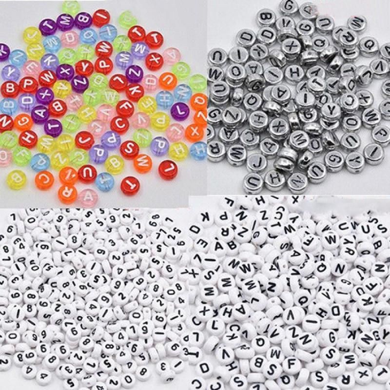 100 Pcs Spacer Acrylic-Black Color Letter Alphabet Beads
