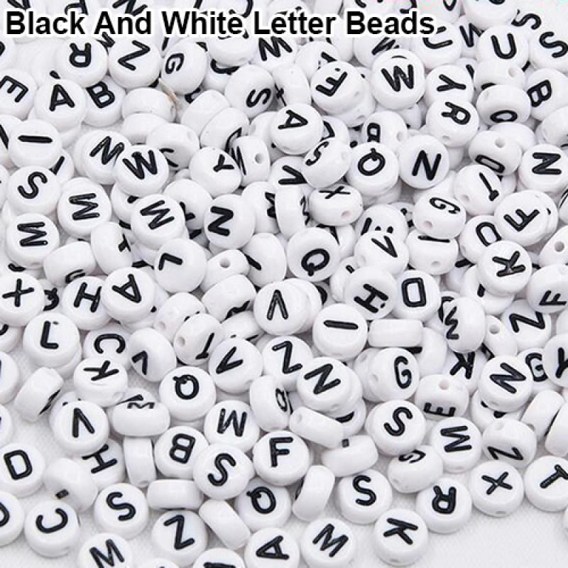 100 Pcs Spacer Acrylic-Black Color Letter Alphabet Beads