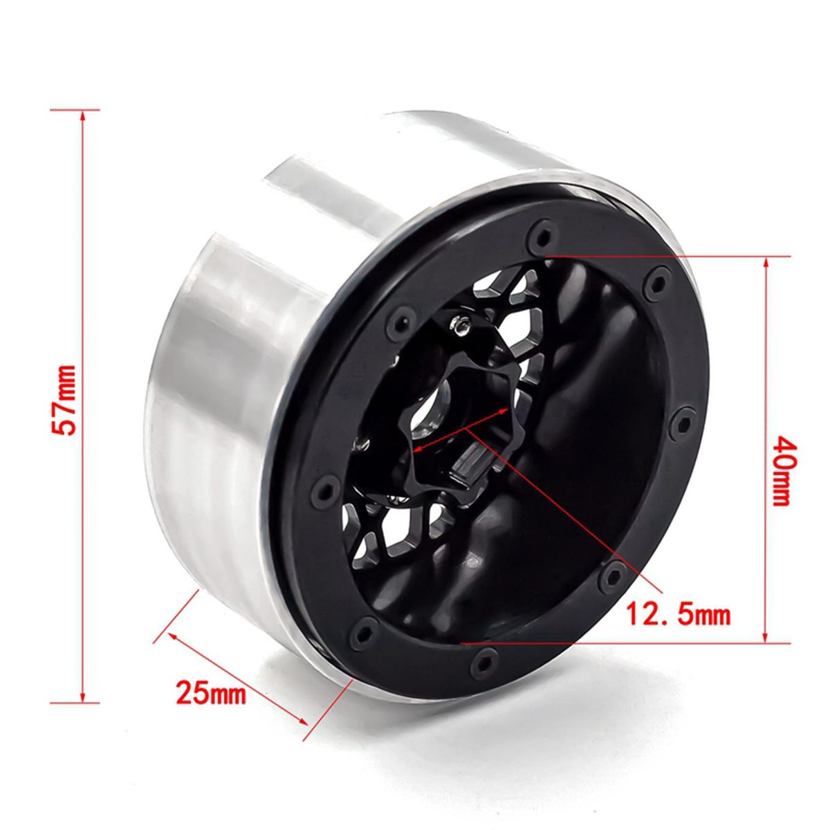 Aluminum Alloy Wheel Rim Beadlock Wheel Rims Hub 4pcs 1.9inch Replacement for 1/10 TRX4 Axial SCX10 90046 SCX10 III AXI03007 AXI03003 RC Car