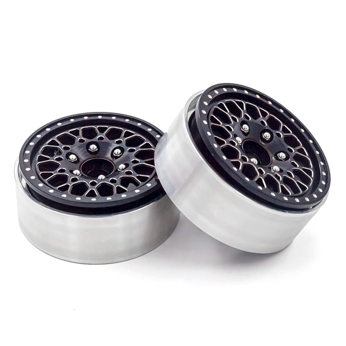Aluminum Alloy Wheel Rim Beadlock Wheel Rims Hub 4pcs 1.9inch Replacement for 1/10 TRX4 Axial SCX10 90046 SCX10 III AXI03007 AXI03003 RC Car