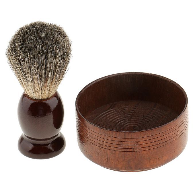 Wooden Men's Sng Brush With Shave Mug Bowl Barber Beard  Cup Set
