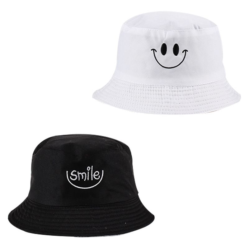 2 Pieces 2-in-1 Unisex Bucket Hat Smiley Face Pattern