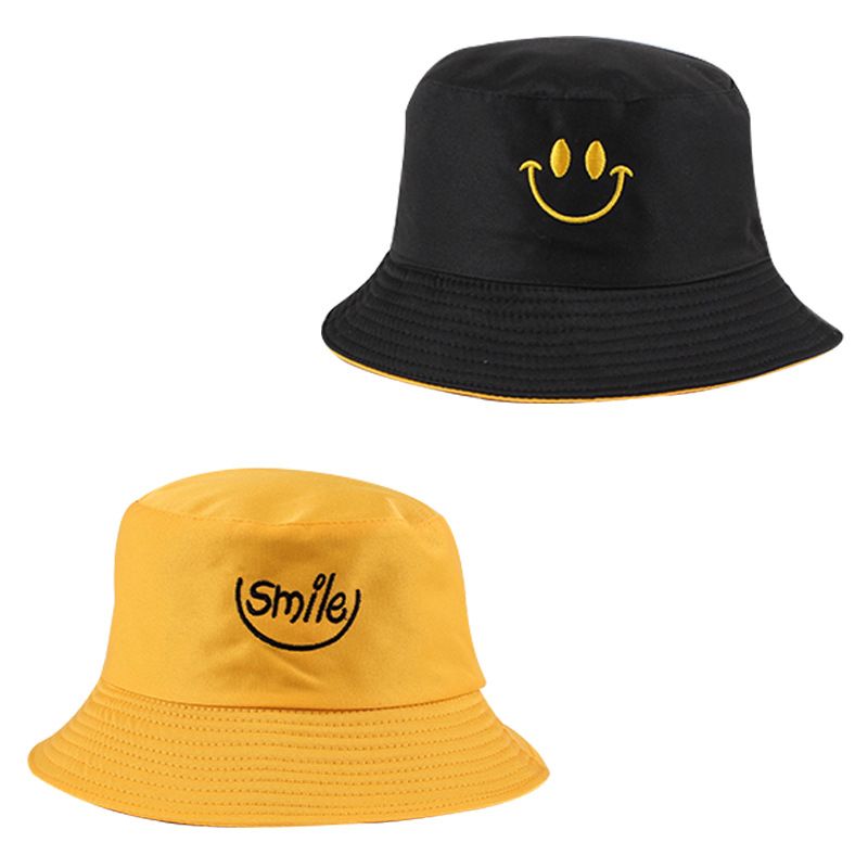2 Pieces 2-in-1 Unisex Bucket Hat Smiley Face Pattern
