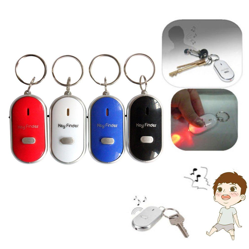 Anti-Lost Key Finder Whistle Find Locator Keychain Sound Control LED Torch