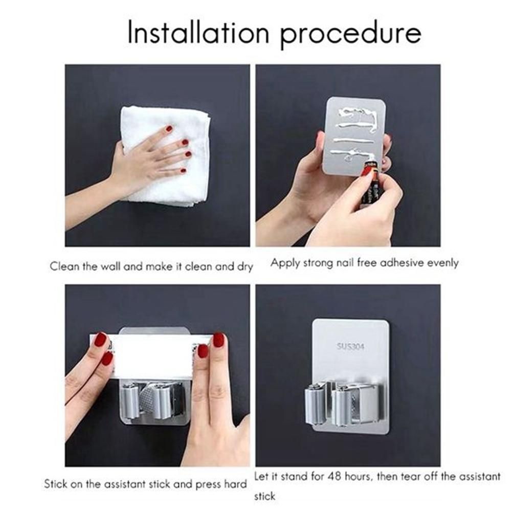 Wall Mounted Mop Household Adhesive Storage Hooks Hanger