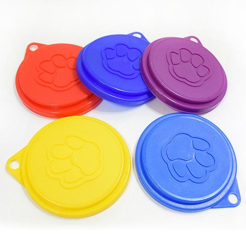 2 Pcs Reusable Pet Dog Can Tin Food Covers With Print Fresh Pet Cans Plastic Lid Caps-Multiple color