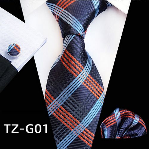 Men's Neck Tie Pocket Square +Cufflinks  Set Fashion Design