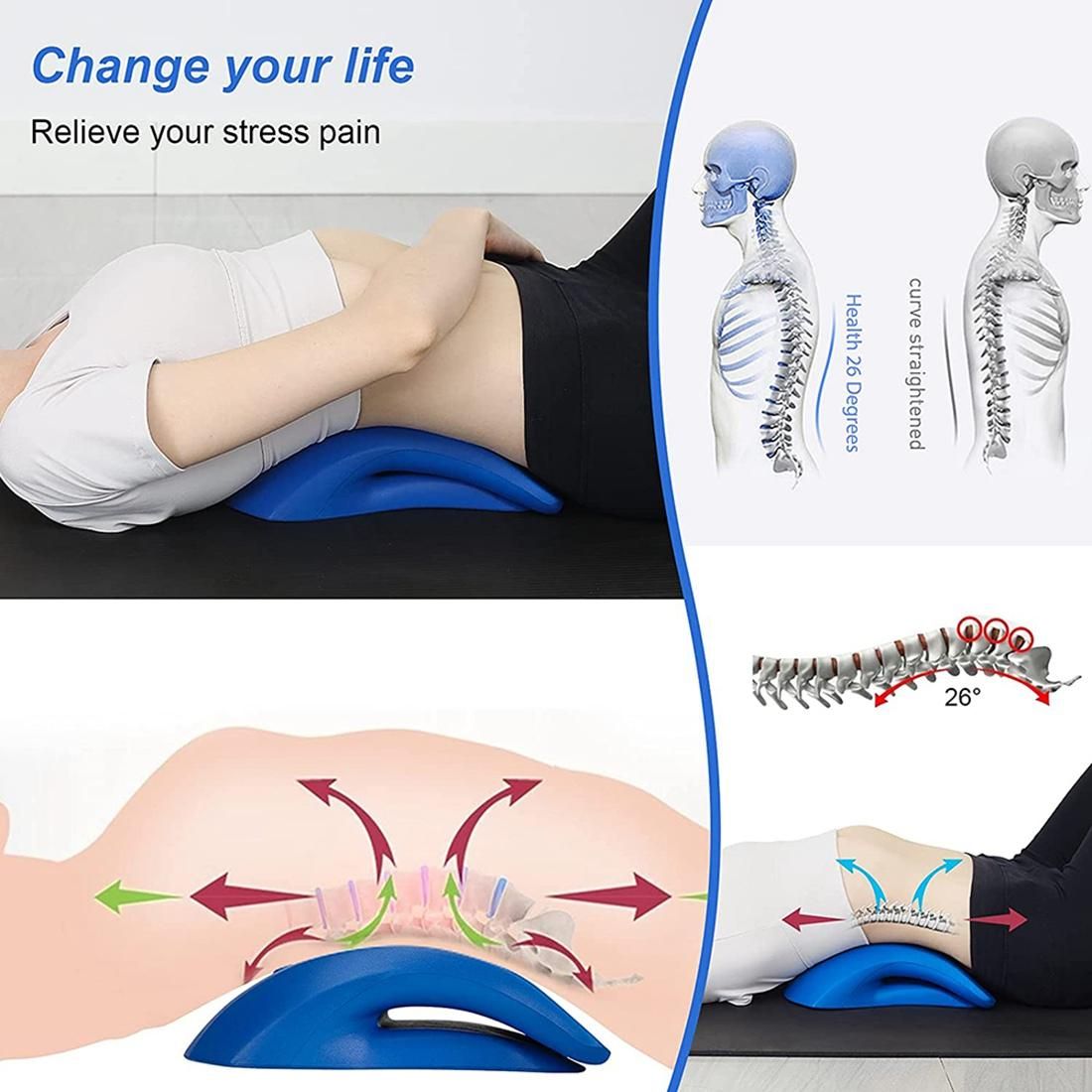 Lower Back Stretcher Foam Device ,Lumbar Support Device, Spinal Deck Pain Relief ,Lumbar Traction Cushion Blue