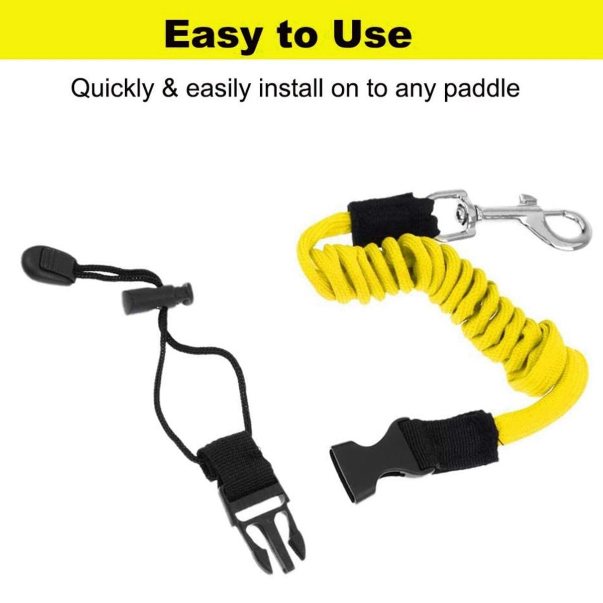 Outdoor Boat Elastic Canoe Paddle Lanyard Cord Rope Yellow