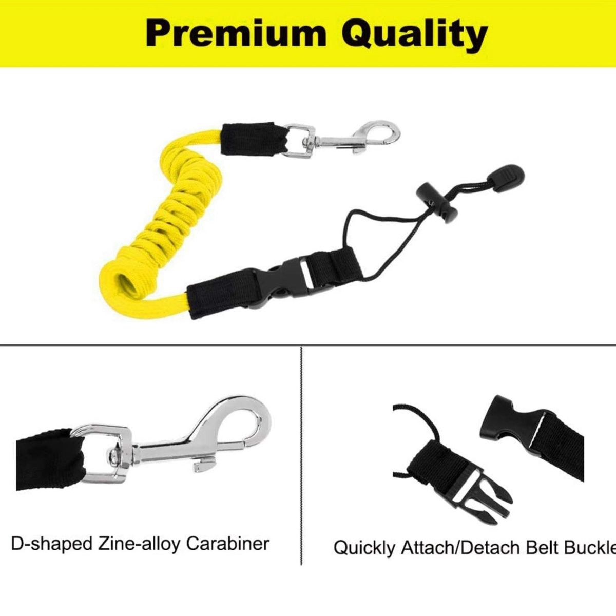 Outdoor Boat Elastic Canoe Paddle Lanyard Cord Rope Yellow