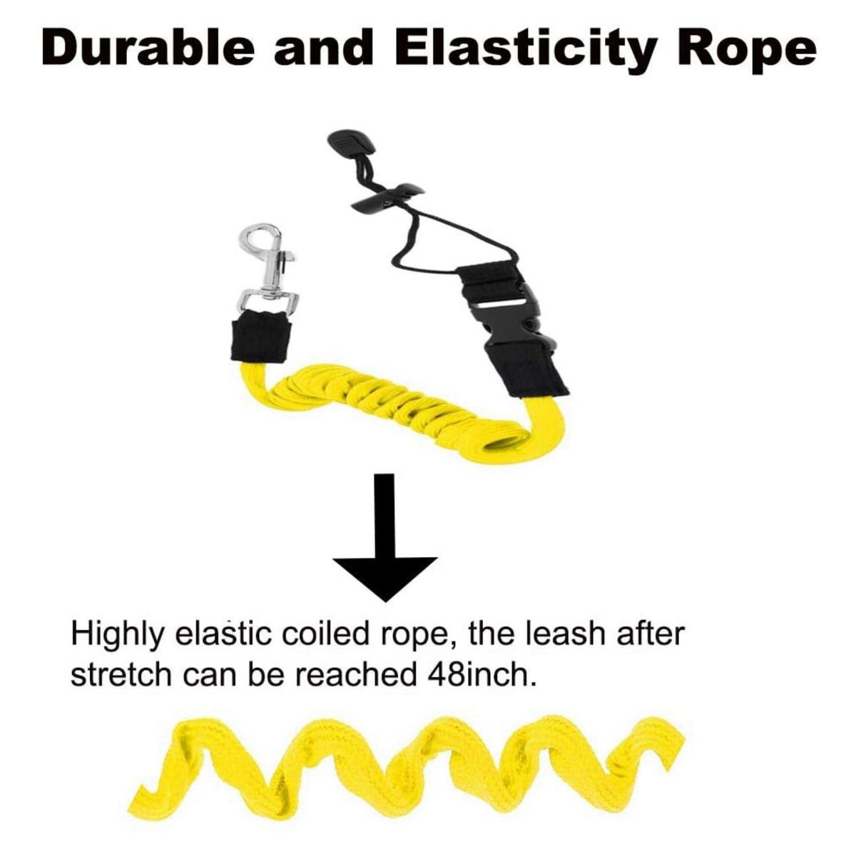 Outdoor Boat Elastic Canoe Paddle Lanyard Cord Rope Yellow