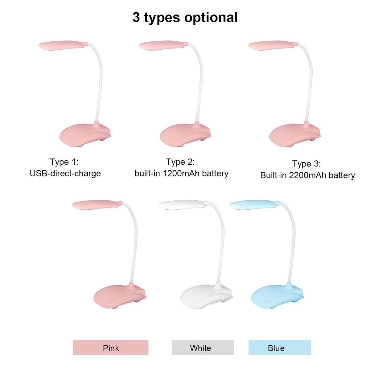 Touching Control Dimmable USB Table Lamp 3 Brightness Levels Warm Lighting 360° Flexible Eye-protection Reading Light Office Lamp