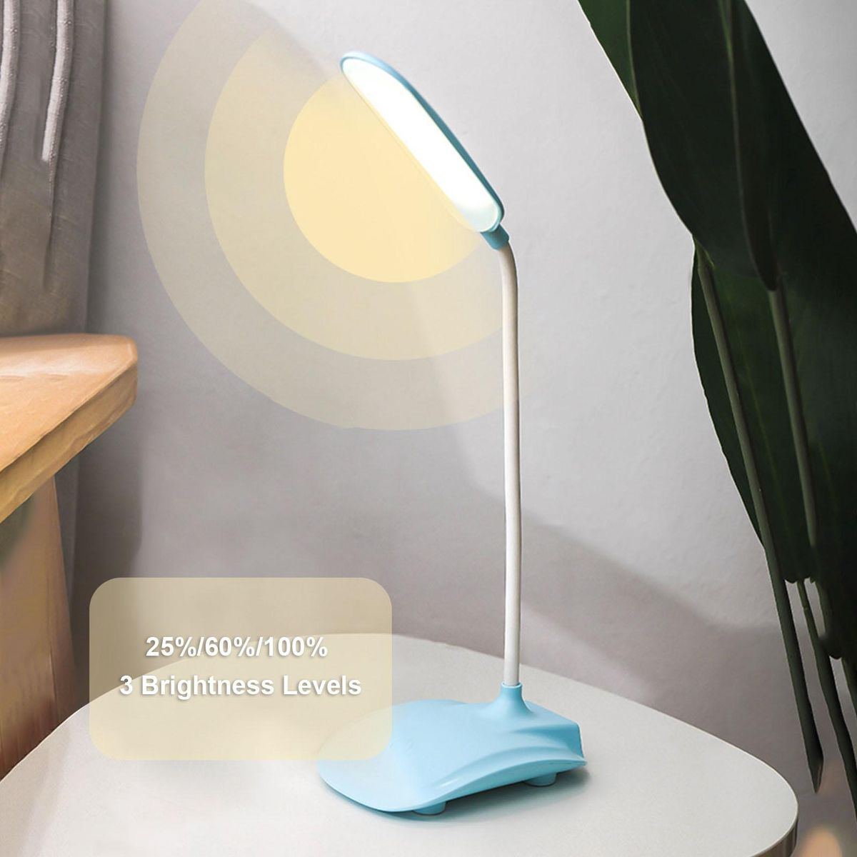 Touching Control Dimmable USB Table Lamp 3 Brightness Levels Warm Lighting 360° Flexible Eye-protection Reading Light Office Lamp