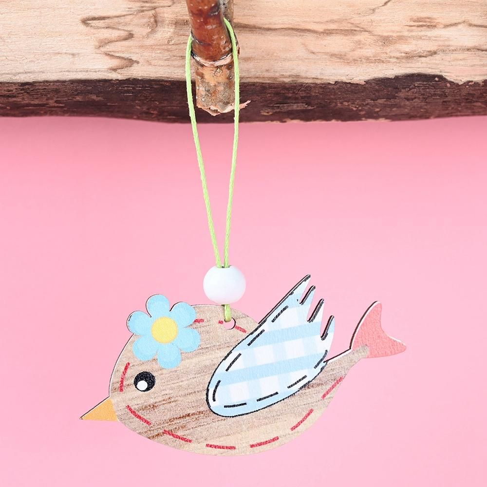2 Pcs Wooden Easter Pendant, Little Bird Crafts Hanging Orna