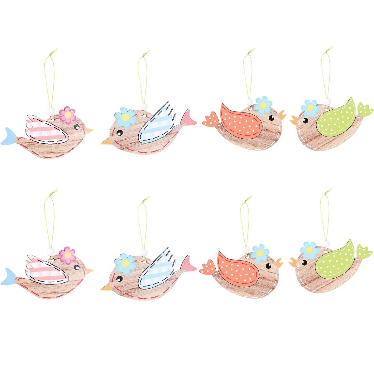 2 Pcs Wooden Easter Pendant, Little Bird Crafts Hanging Orna