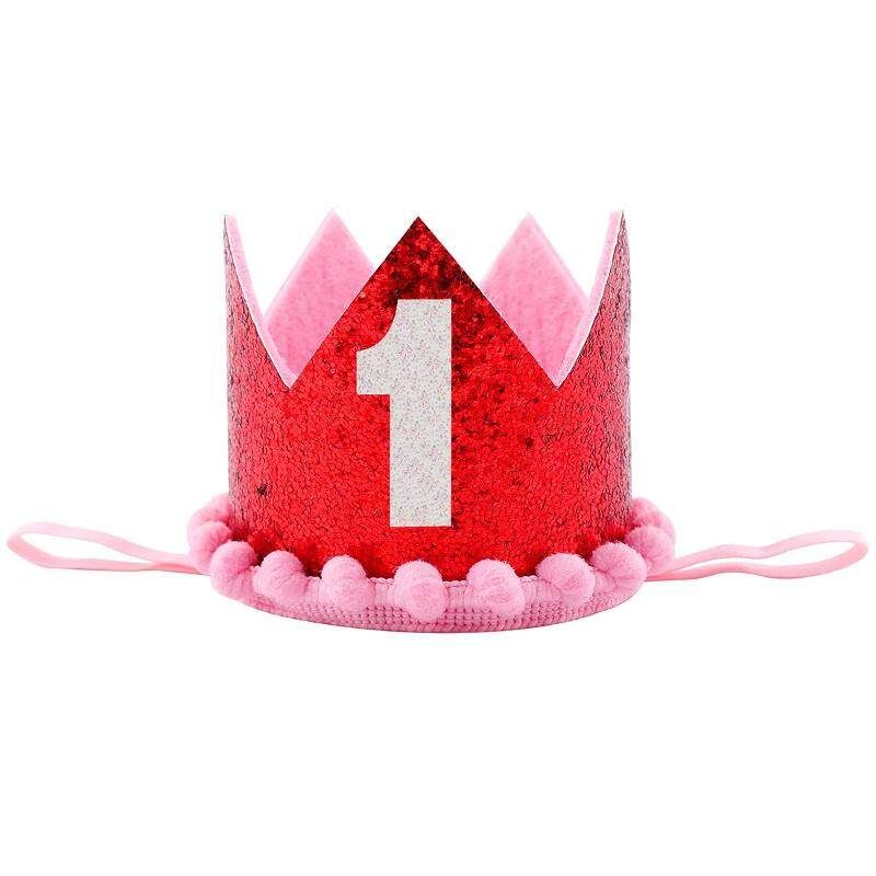 FIRST Children's Flower Tiara, Baby's Birthday Party, Performance Photo, Headwear, Hat #red C