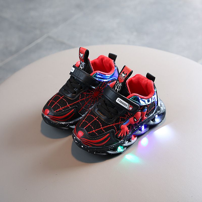 Boy LED Light Quality Spiderman Sneakers - Black