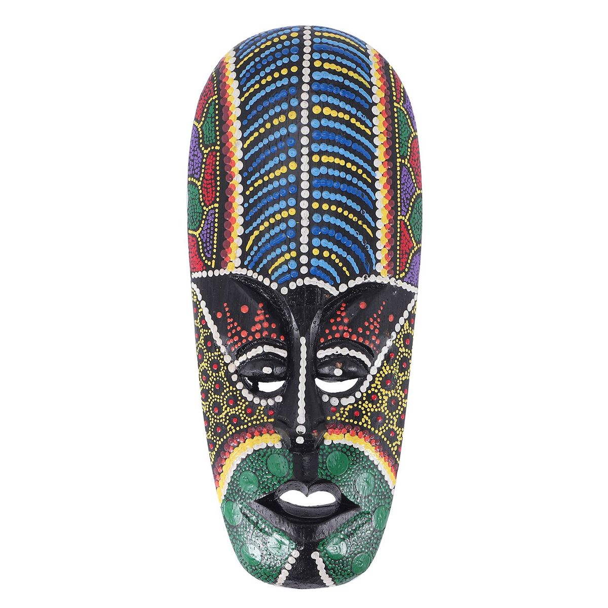 Wooden Mask Wall Hanging Solid Wood Carving Painted Wall Decor Bar Home Decorations African Mask Crafts A