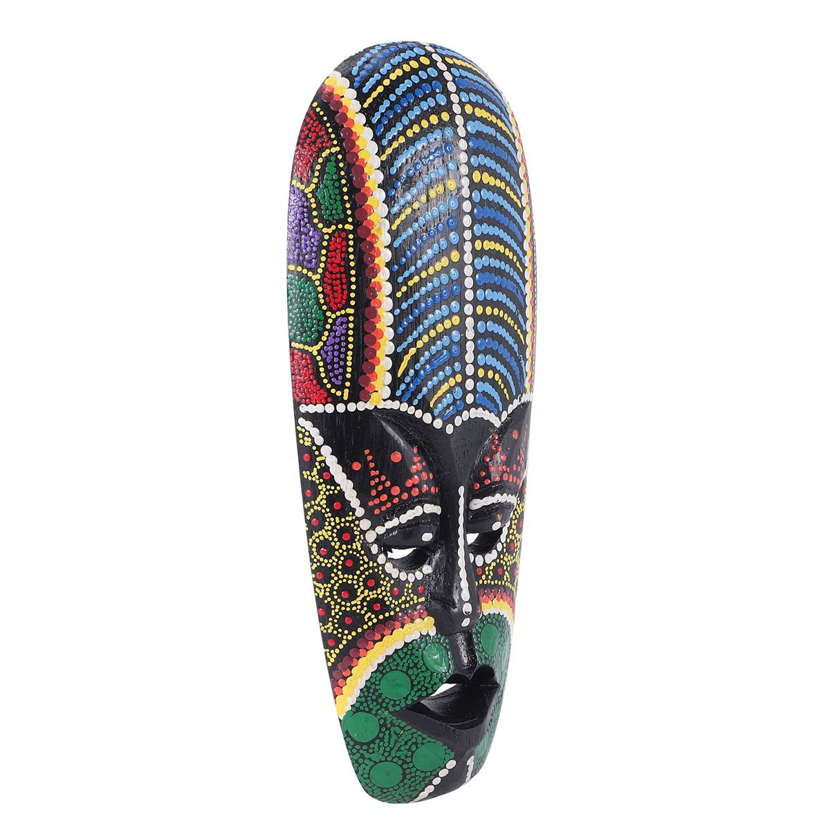 Wooden Mask Wall Hanging Solid Wood Carving Painted Wall Decor Bar Home Decorations African Mask Crafts A