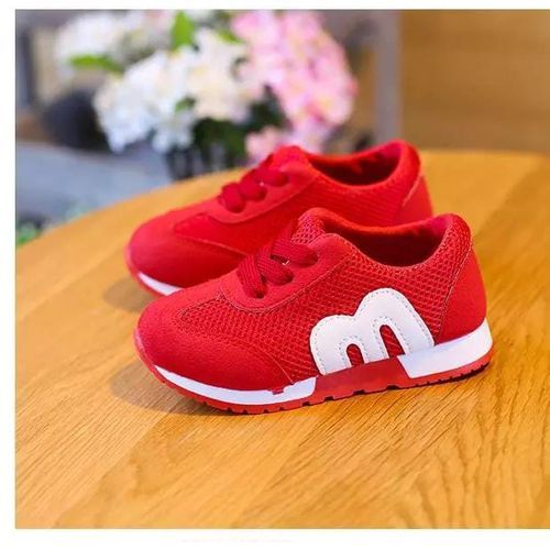 Boy Girl Unisex Birthday Red Sneakers With Visible Glue