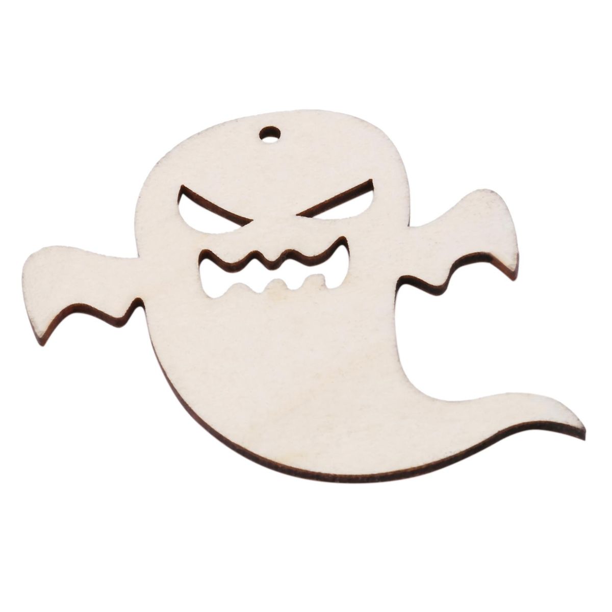 10pcs Wooden Embellishments Snicker Ghost Pattern Pendant