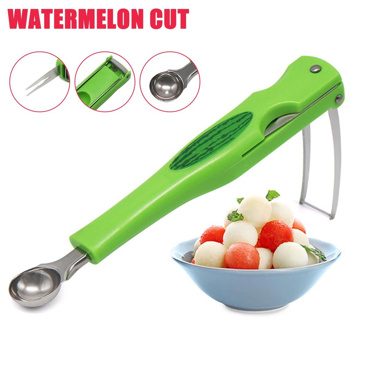 Fruit Pulps Spoon 3 in 1 Manual Watermelon Chopping