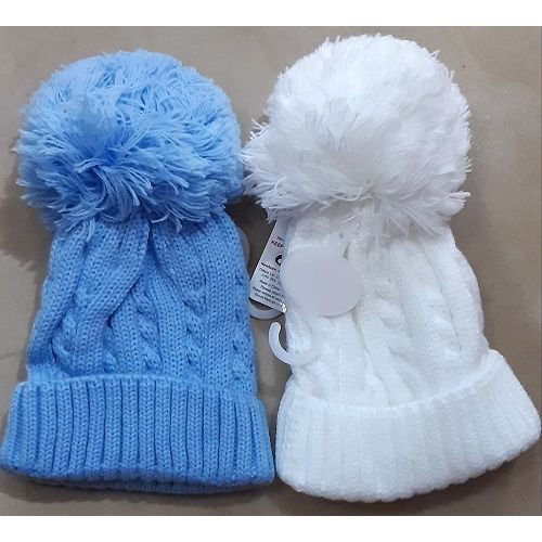 New Born 2 In 1 Baby Cap  - Blue And White