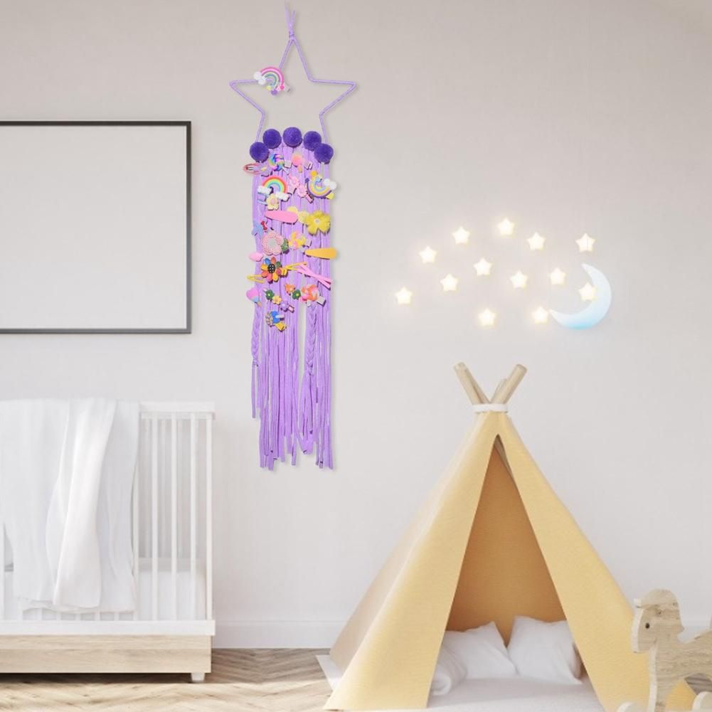 -Pointed Star Wall Hanging Decor Hair Bows Storage Belt -2