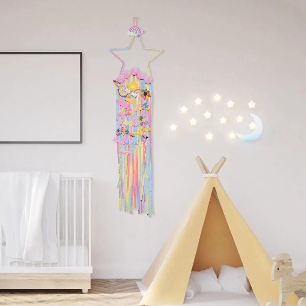 -Pointed Star Wall Hanging Decor Hair Bows Storage Belt -2