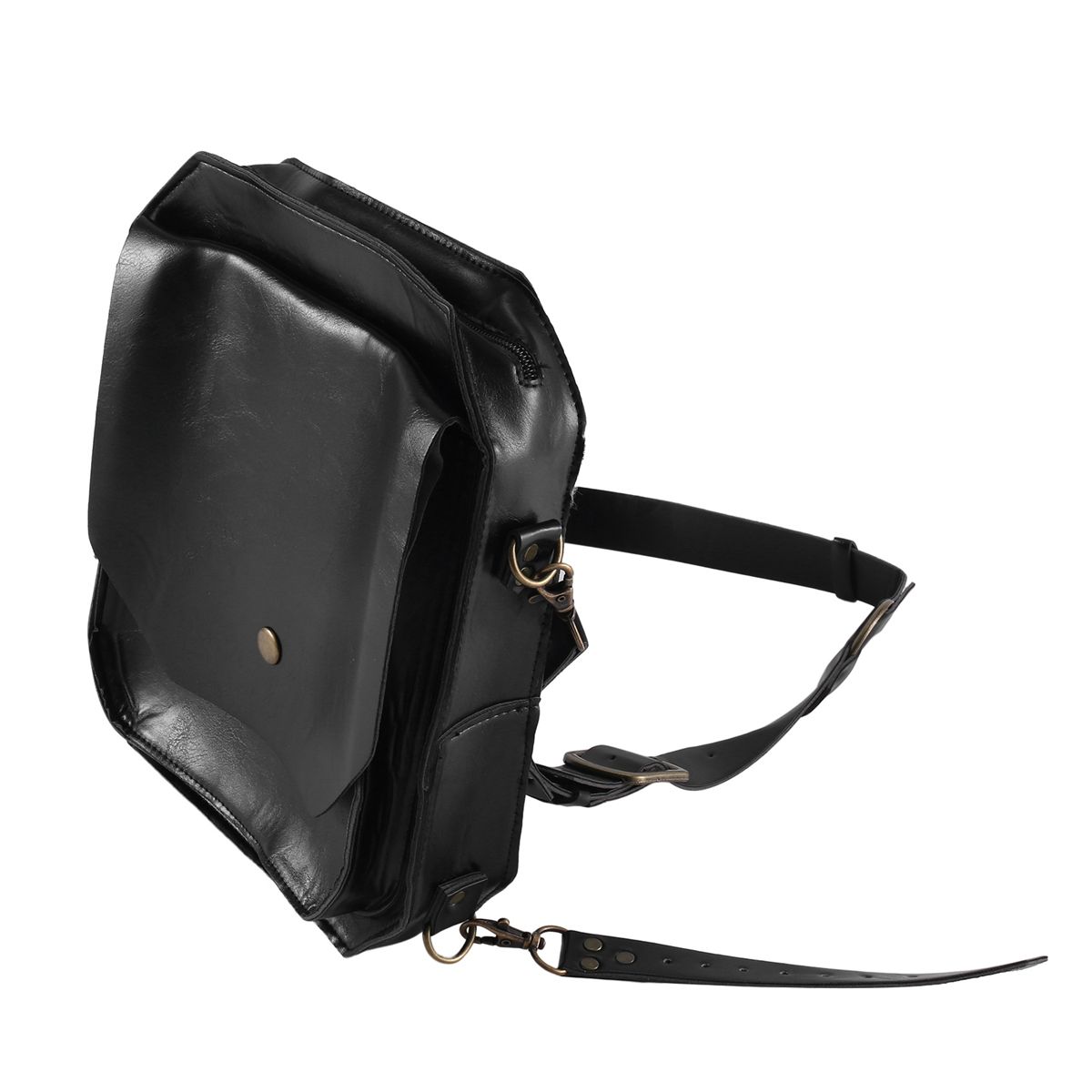 Medieval Waist Ring Belt Pouch Steampunk Leather Fanny Bag for Women Men Cosplay Costume Black