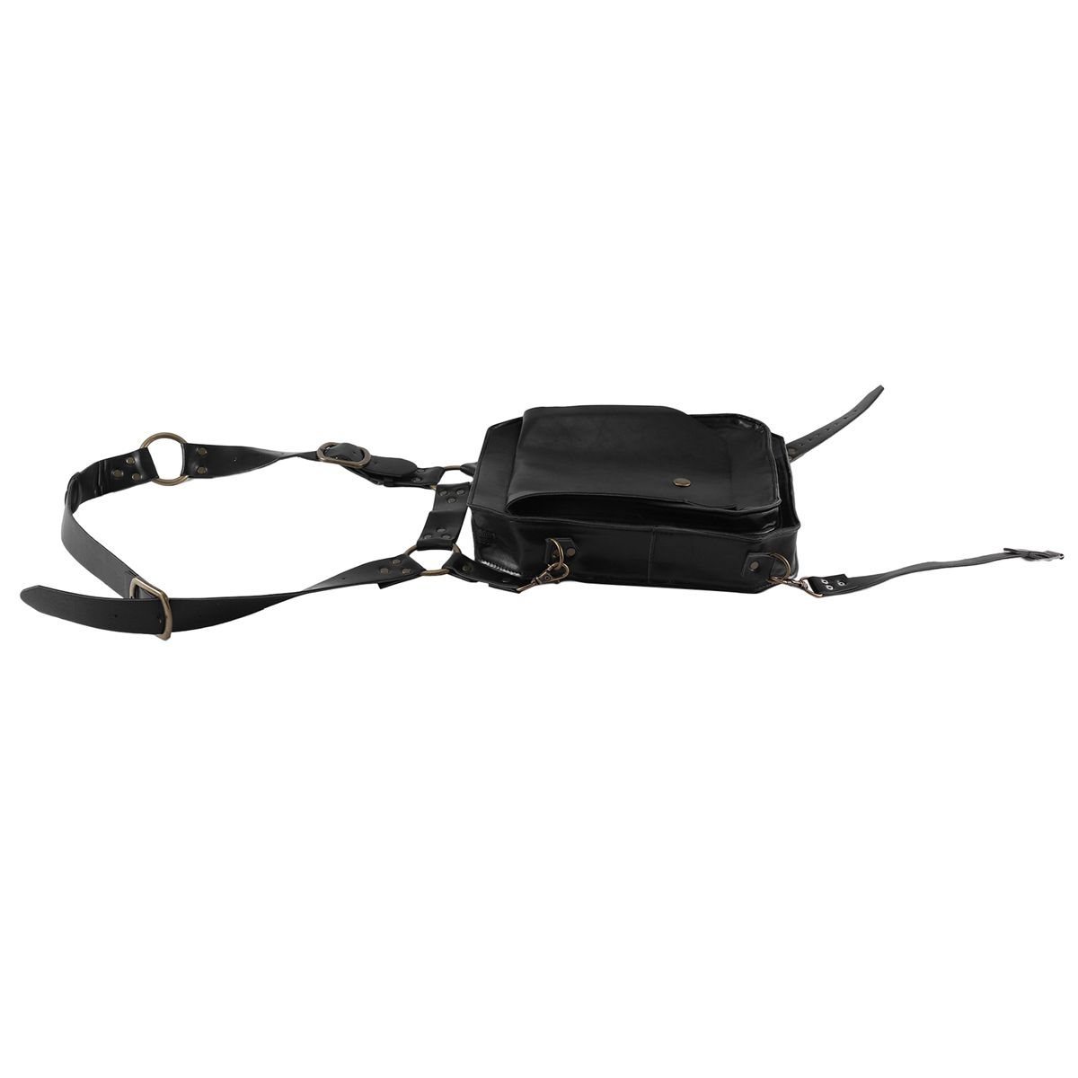 Medieval Waist Ring Belt Pouch Steampunk Leather Fanny Bag for Women Men Cosplay Costume Black