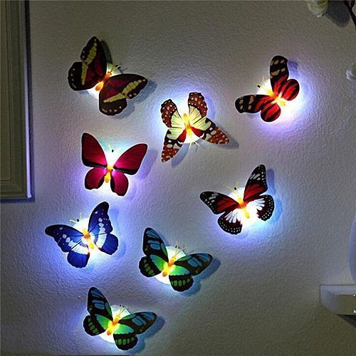 Glow-in-the-Dark Self Adhesive Colourful Butterfly Light × 10
