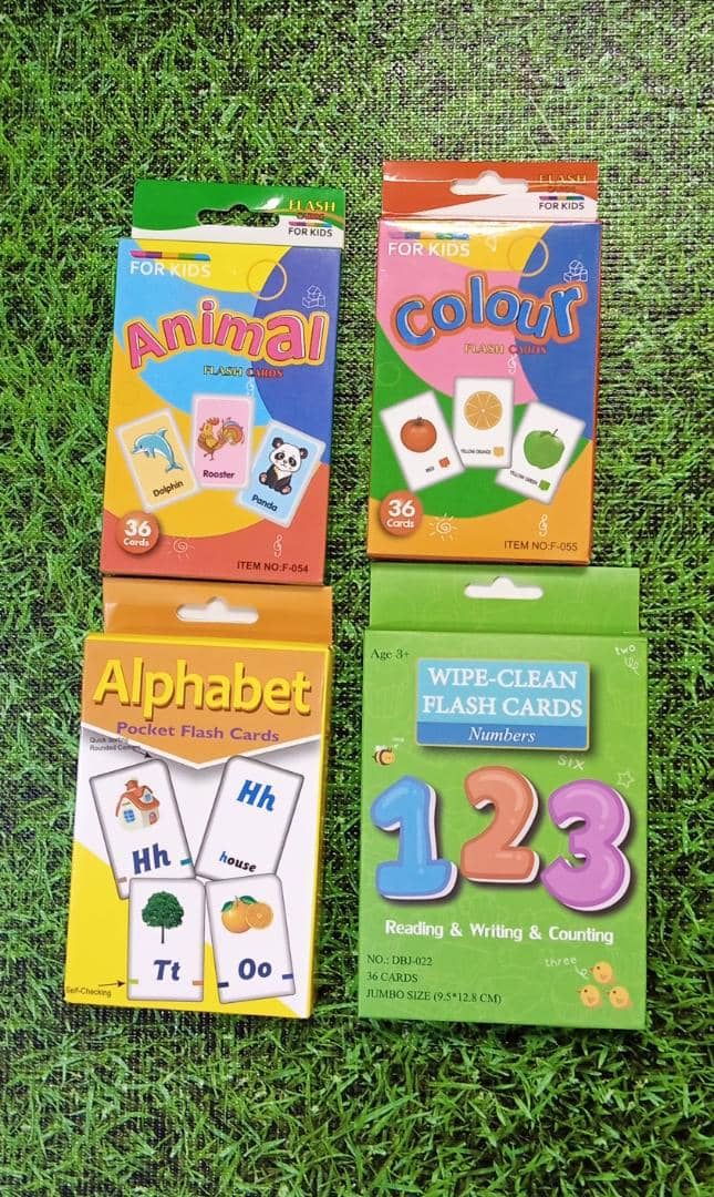 Flashcards -Wipe And Clean Number, Alphabet, Colour,  Animal