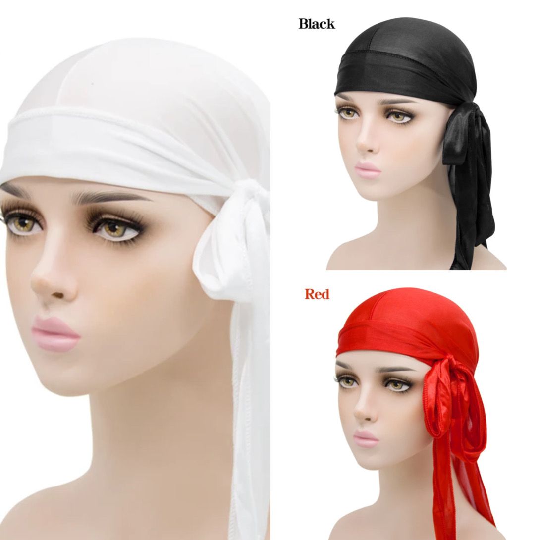 3 Pcs Premium Titan Durag Unisex Plain Blue And White  Color(3 In 1)