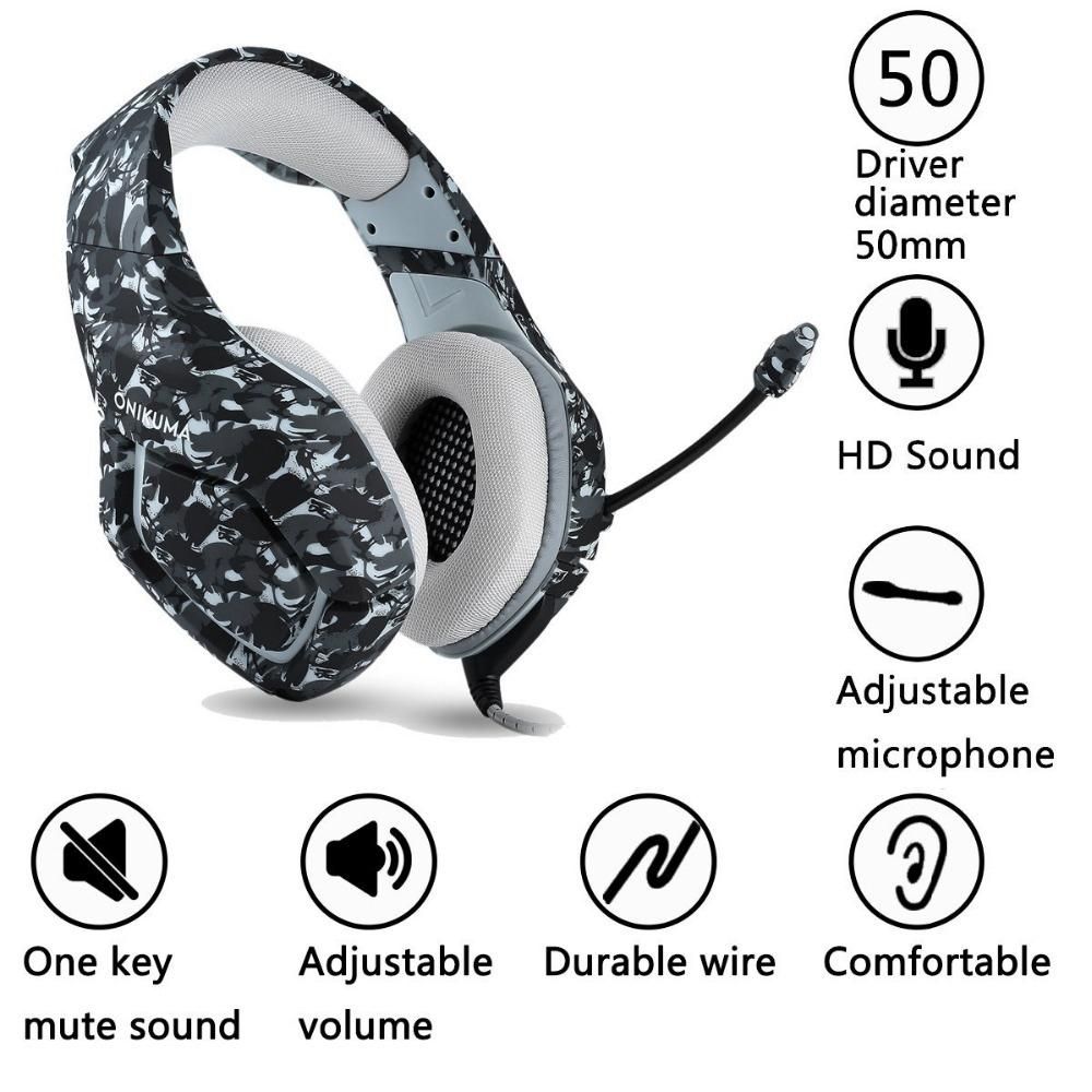 ONIKUMA Gaming Headset PC Wired Gamer Headphone Deep Bass