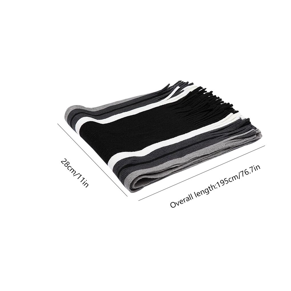 Men's Fringe Striped Long Scarf Tassel Striped Long Scarf