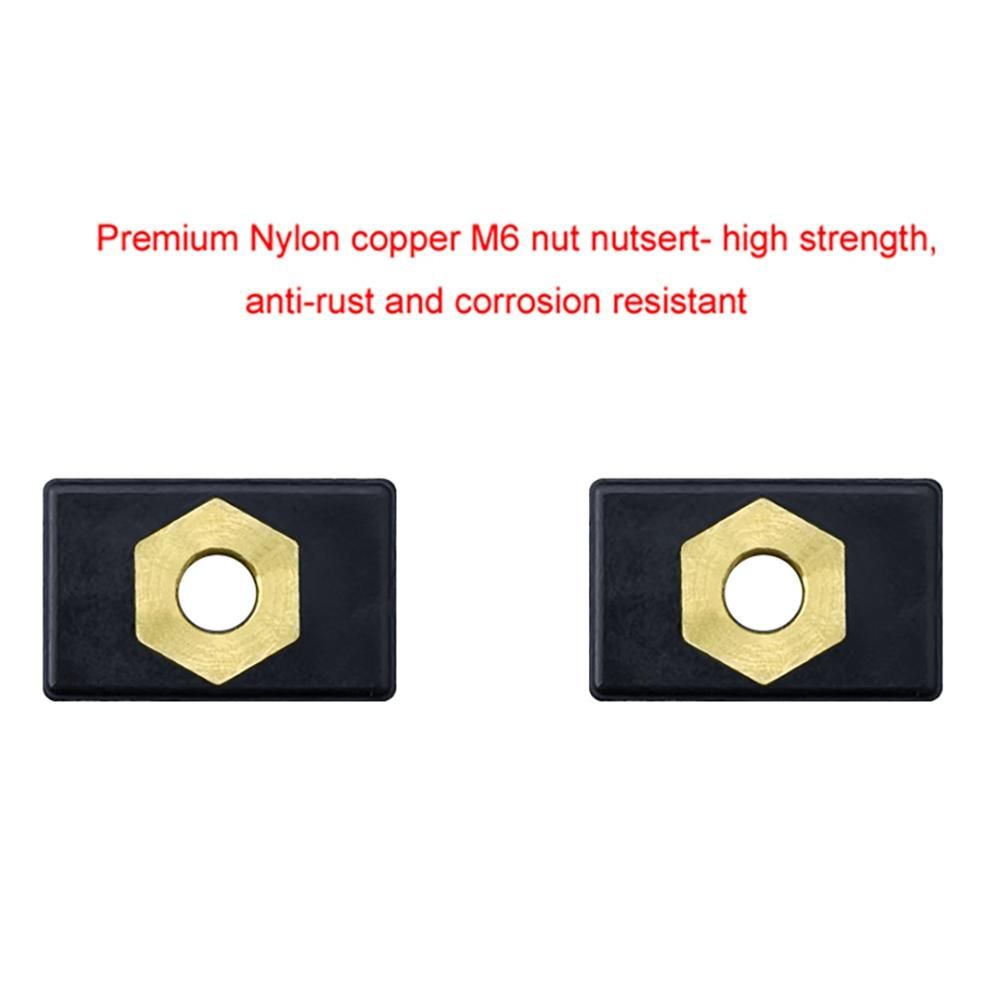 6Pcs M6 Copper Sliding Nut Side Mount Slide Track Rail Fishing Rod Pole Holder Mounting Base for Kayak Boat Canoe