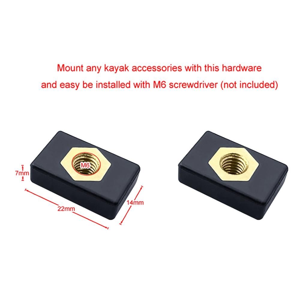 6Pcs M6 Copper Sliding Nut Side Mount Slide Track Rail Fishing Rod Pole Holder Mounting Base for Kayak Boat Canoe