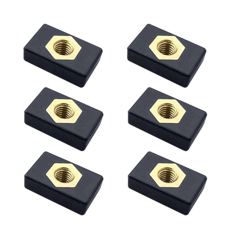 6Pcs M6 Copper Sliding Nut Side Mount Slide Track Rail Fishing Rod Pole Holder Mounting Base for Kayak Boat Canoe