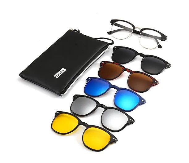 Magnetic 5Pcs Polarized Clip-on Sunglasses Plastic Frame For Night Driving