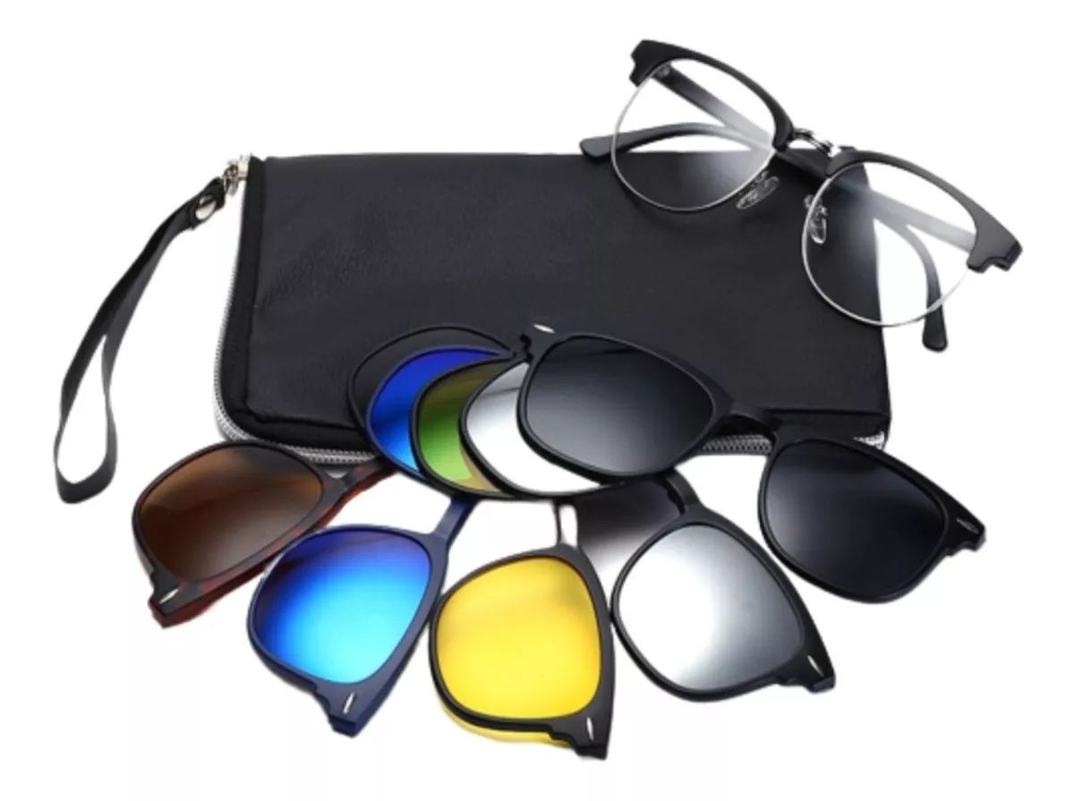 Magnetic 5Pcs Polarized Clip-on Sunglasses Plastic Frame For Night Driving